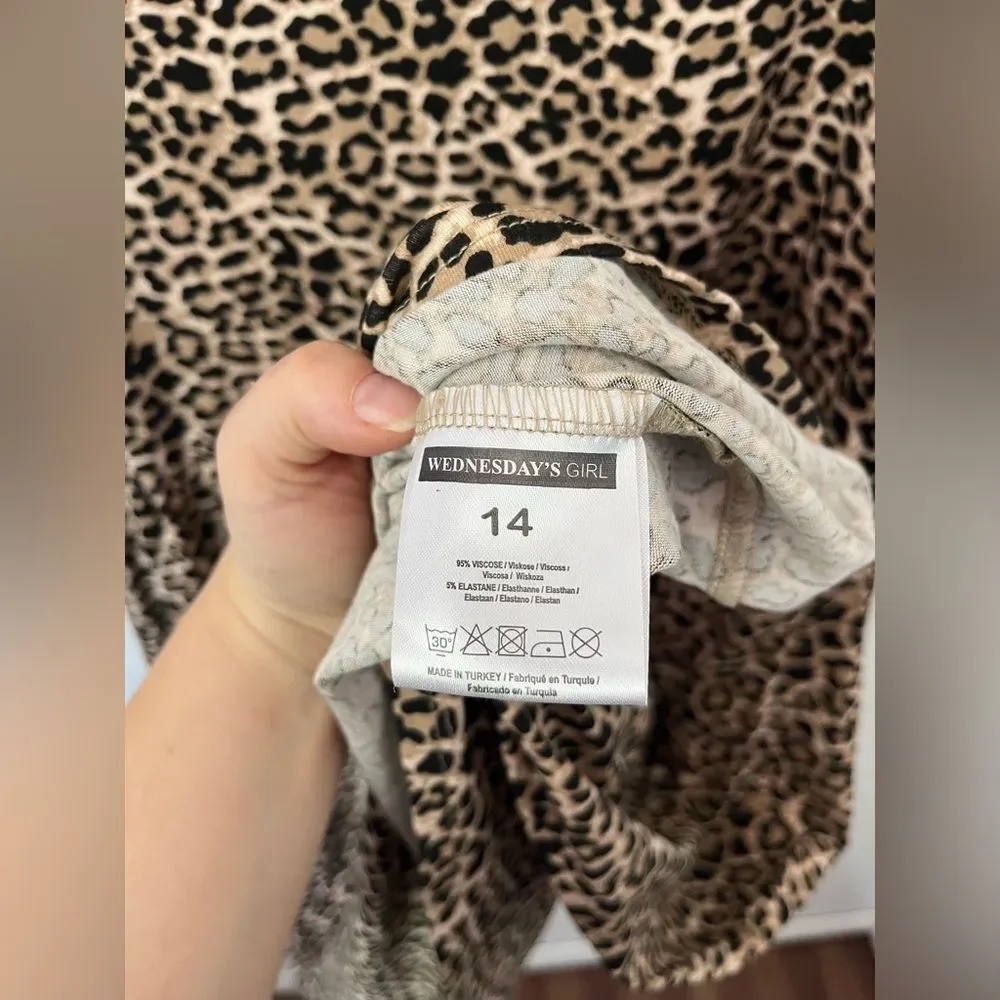 Wednesday’s Girl Maternity Dress cheetah Leopard Print NWT Size 14 NEW